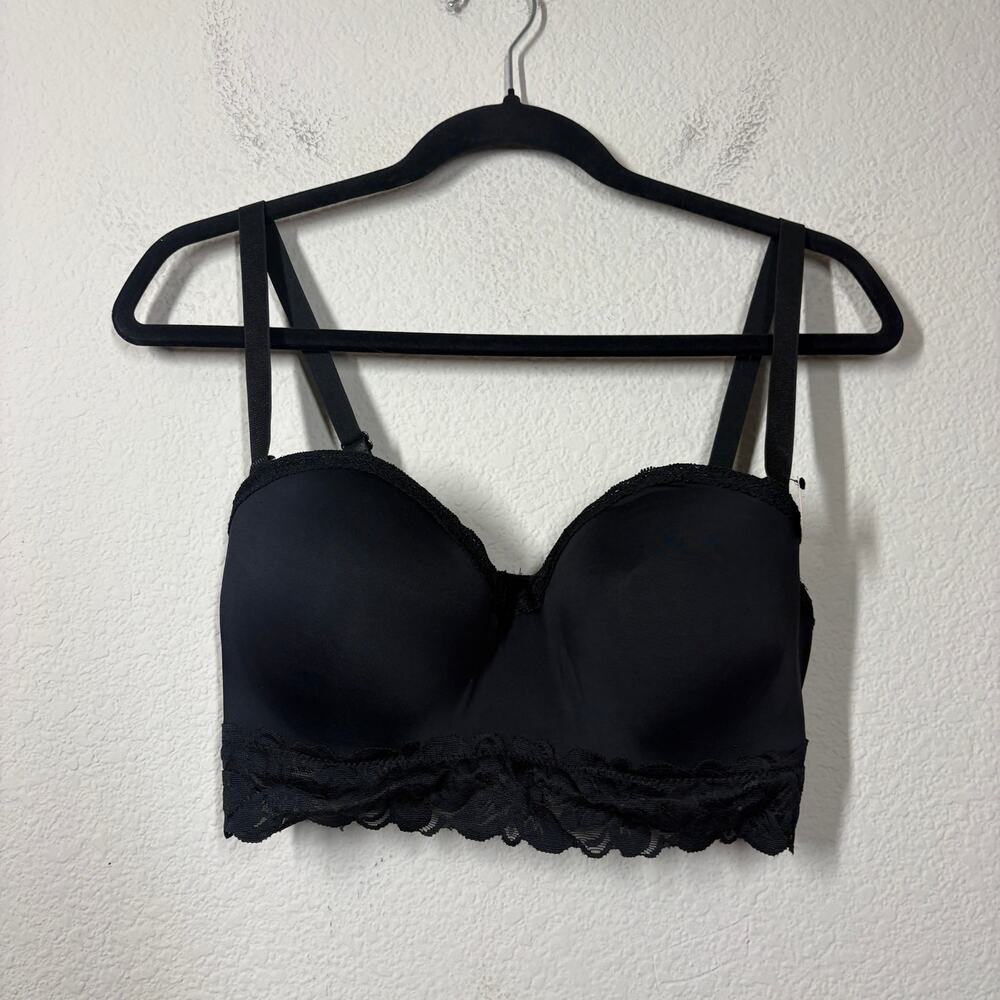 Yandy Size 36D T-Shirt Bra Black Convertible Full Coverage Lace Trim Padded